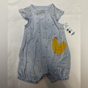 Child of Mine Blue Romper with Yellow chick 0-3 months